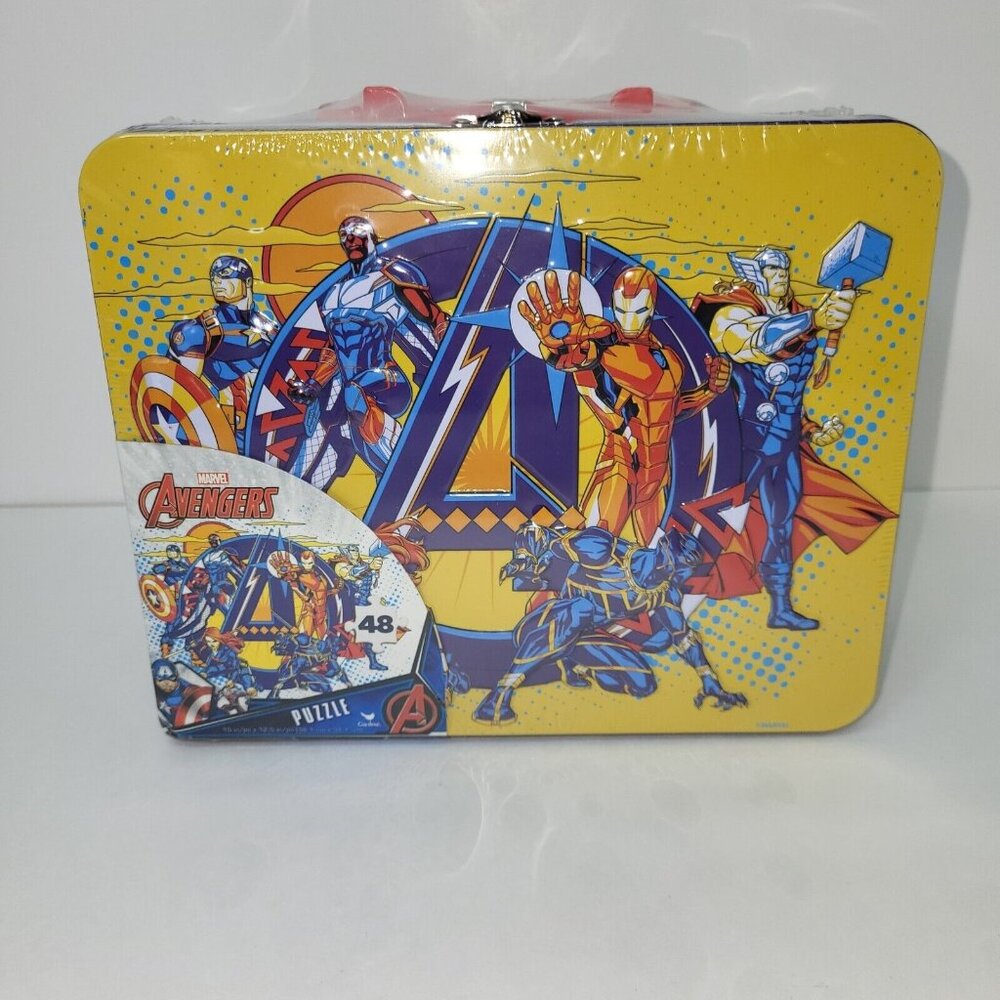 New Marvel Avengers Collector's Tin Lunch Box Puzzle 48 Piece Kids Gift Toy